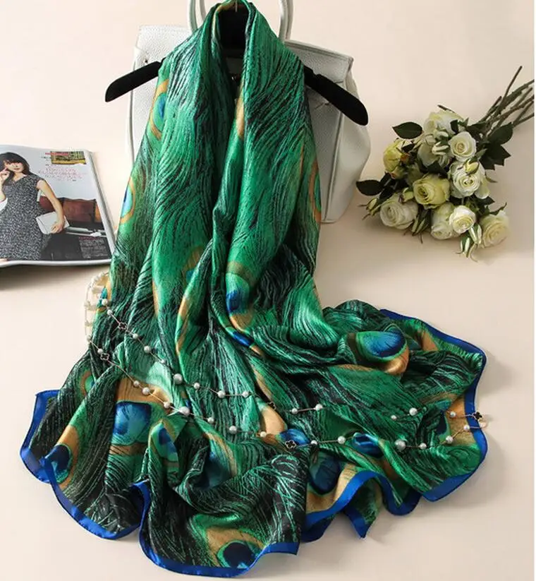 [Peacesky]New Fashion Designer Silk Scarfs Women Luxury Brand Print