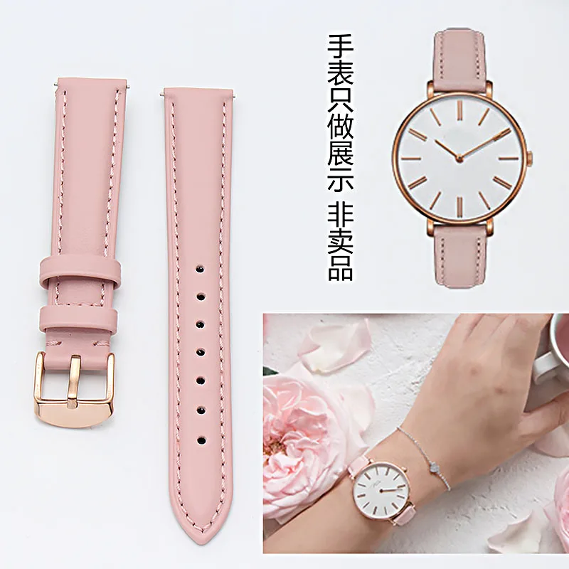 

14mm 15mm 16mm 17mm 18mm 19mm 20mm rose gold real leather strap, watch band, pink, blue and Gray Lady Watch free postage.