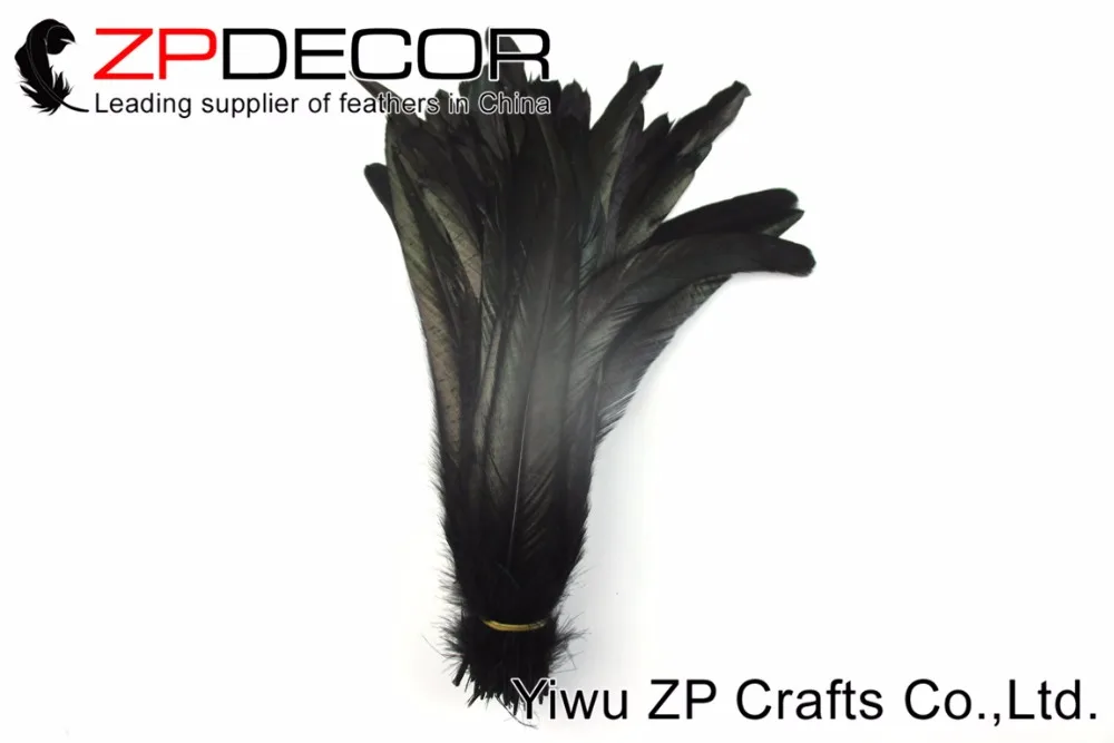 ZPDECOR 100 шт./пакет 25-30 см(10-12ich) подходит для ручной и сортировки Wholease красивое обесцвечивание черный Петух Coque хвостовые перья для свадьбы