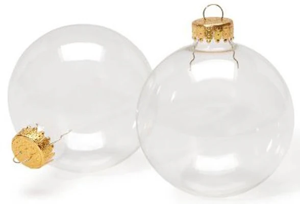 

Free Shipping DIY Paintable Transparent Christmas Ornament Decoration 66mm Glass Ball Gold Top, 100/Pack