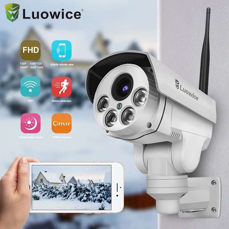

luowice 1080P Wifi 2.0 Megapixel 4x zoom Onvif Wireless CCTV Security IP Camera IR Cut Motion Detection AP Hotspot TF Slot