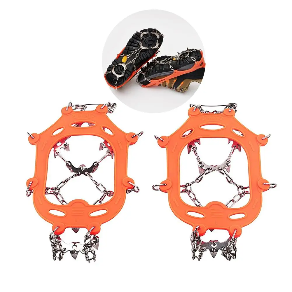 

1 Pair 13 Teeth Ice Snow Grips Crampon Winter Hiking Climbing Shoes Cleats Chain Spikes For Shoes Boots Nonslip Footwear Useful