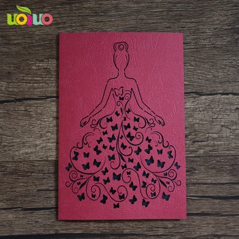 

Elegant design china red color cute girl design laser cut birthday invitation card wholesale and retail