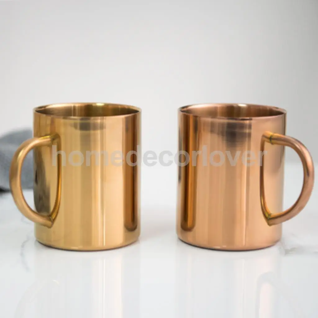 Stainless Steel Double Wall Insulated Cup Water Coffee Mug 400ml Rose Gold