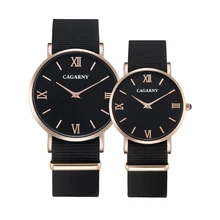 Cagarny Fashion Watch Women Rose Gold Men’s Quartz Watches Men Casual Wristwatches For Lovers Unisex Nylon Strap Reloje Mujer