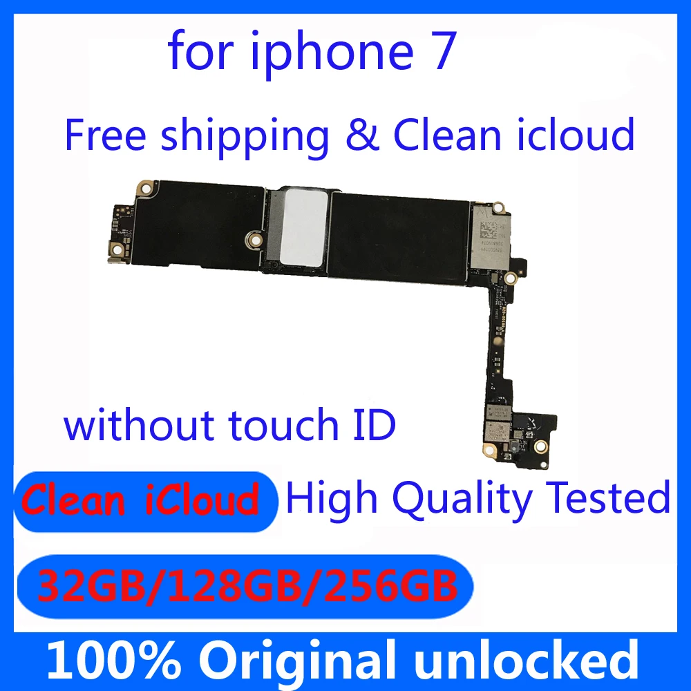 100% Original motheroard for iphone 7 Factory unlocked mainboard with IOS system free iCloud logic board+chips without touch ID | Мобильные