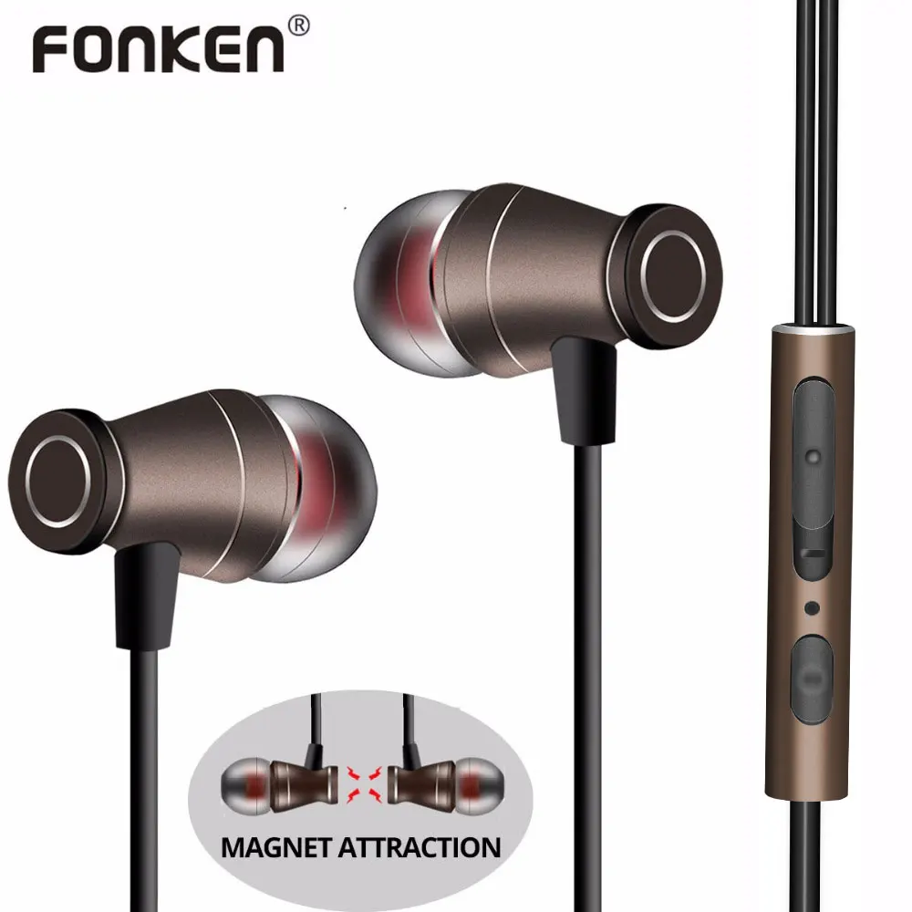 FONKEN Earphone 3.5mm In Ear Wired Metal Earbuds HiFi Stereo