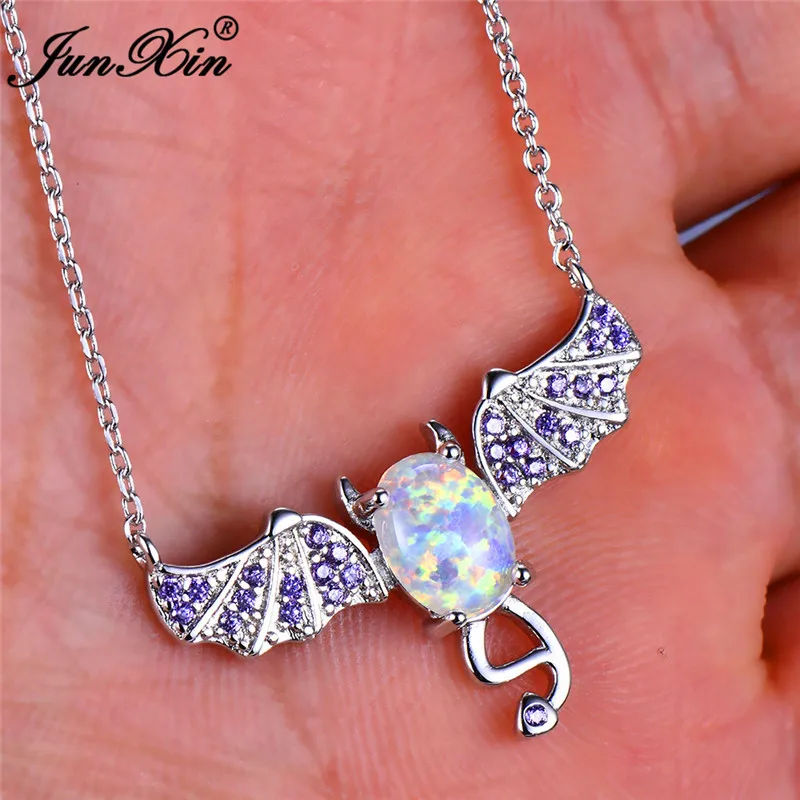 Cute Female Big Bat Animal Pendants Necklaces Vintage 925 Sterling