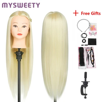 

Bride Blonde Hairdressing 24 Inch Mannequin Dolls Long Hair Training Head Synthetic Thick Hair Mannequin Head Hair Tools