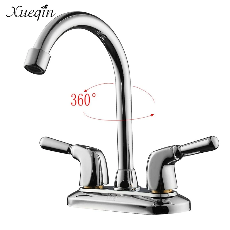 Xueqin Bathroom Basin Sink Washbasin Water Mixe Tap Faucet Ceramic Valve Double Handle Hole Water Taps