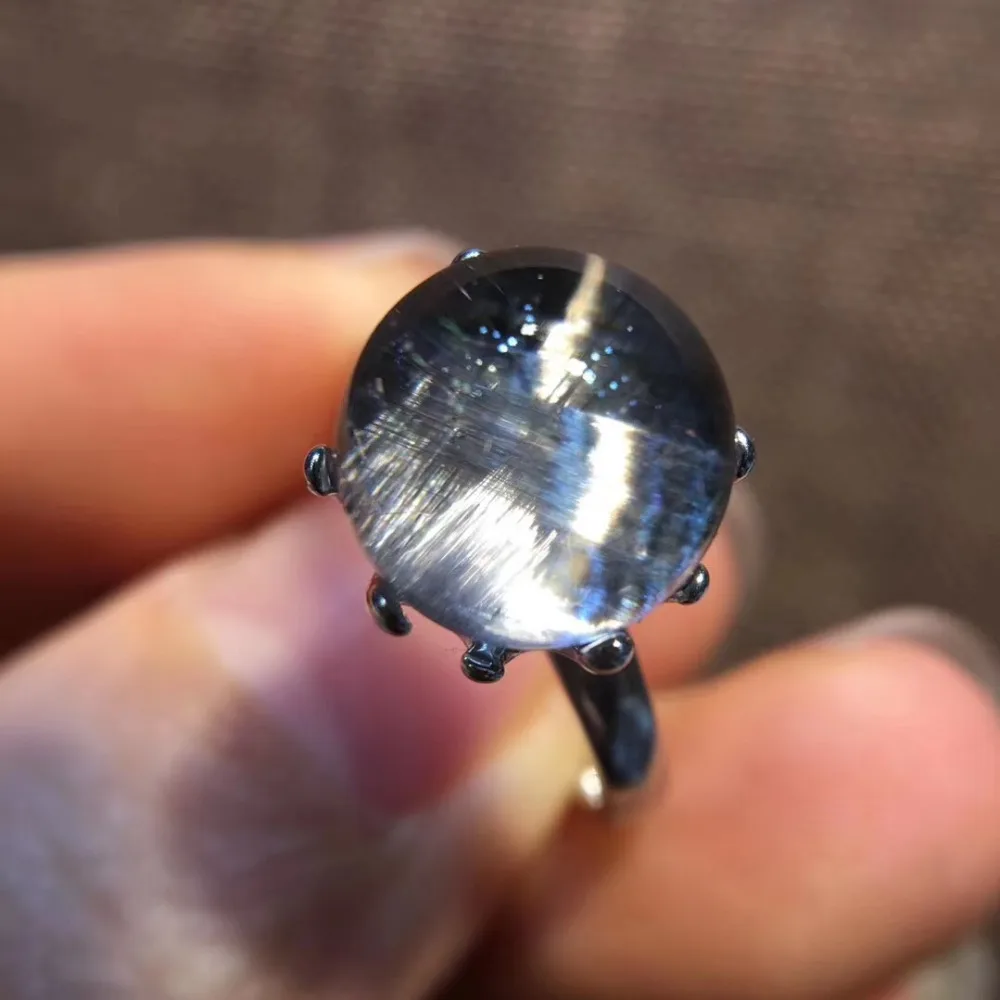 Natural Brookite Platinum Silver Rutilated Quartz Ring  (1)