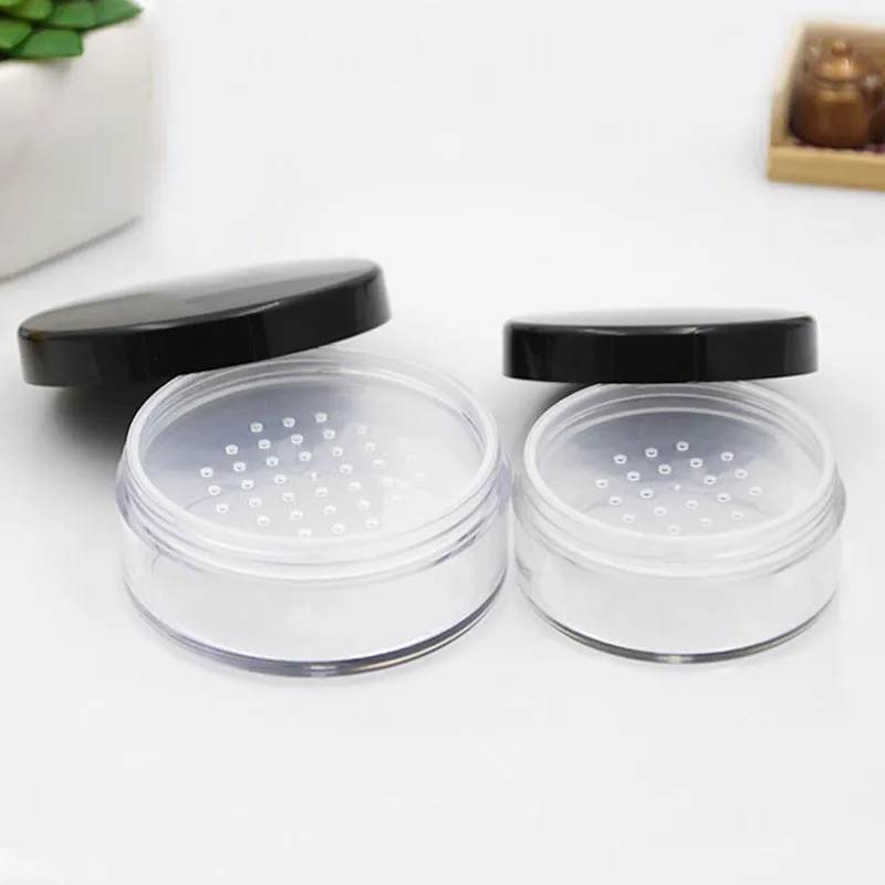 

30ml 50ml Plastic Loose Powder Jar Powder Puff Sifter Boxes Empty Cosmetic Container Clear Bottle Jars Pot Beauty Tool 20pcs/lot