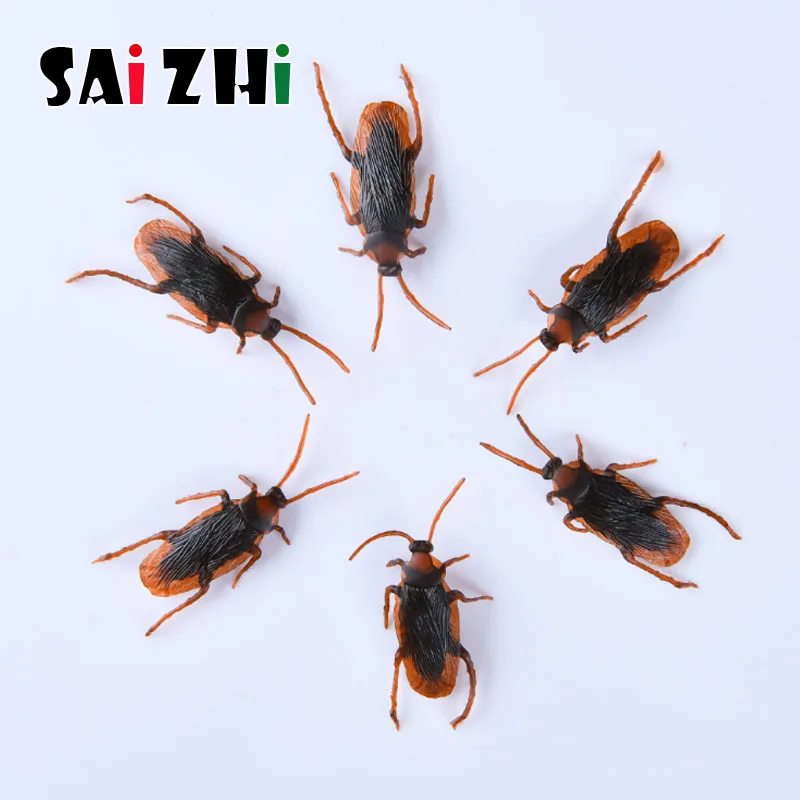 

Saizhi 10Pcs Funny Fake Cockroach Halloween Decoration Jokes Pranks Maker Fun Novelty Tricks Simulation False Cockroach Toys