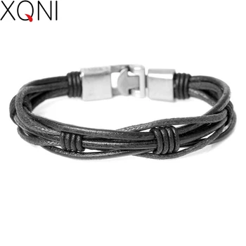 

XQNI brand Novelty DIY Weave Leather Bracelets High quality Vintage Bandage Friendship Charm Men Bracelets Bangles