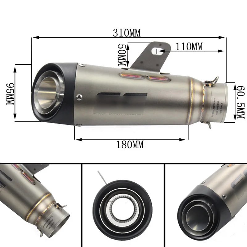 Мото глушитель наконечник трубы Silp на модифицированной 38-60,5 мм Универсальный мотоцикл из нержавеющей стали глушитель Выхлопная система
