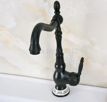 

Single Handle Bathroom Basin Mixer Tap Black Oil Rubbed Bronze Single Hole Deck Mounted Swivel Spout Kitchen Sink Faucets Wnf661