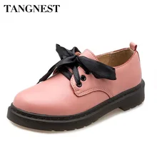 Tangnest/Новинка; женская обувь из искусственной кожи; Модные Винтажные оксфорды в школьном стиле; повседневная женская обувь на плоской подошве; Размеры 35-40; XWD6298