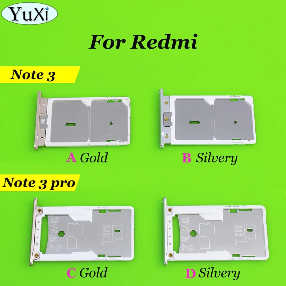 

YuXi SIM Card Tray Slot Holder Adapter For Xiaomi Redmi Note 3 Phone Parts Replacement ,Sliver Gold Color