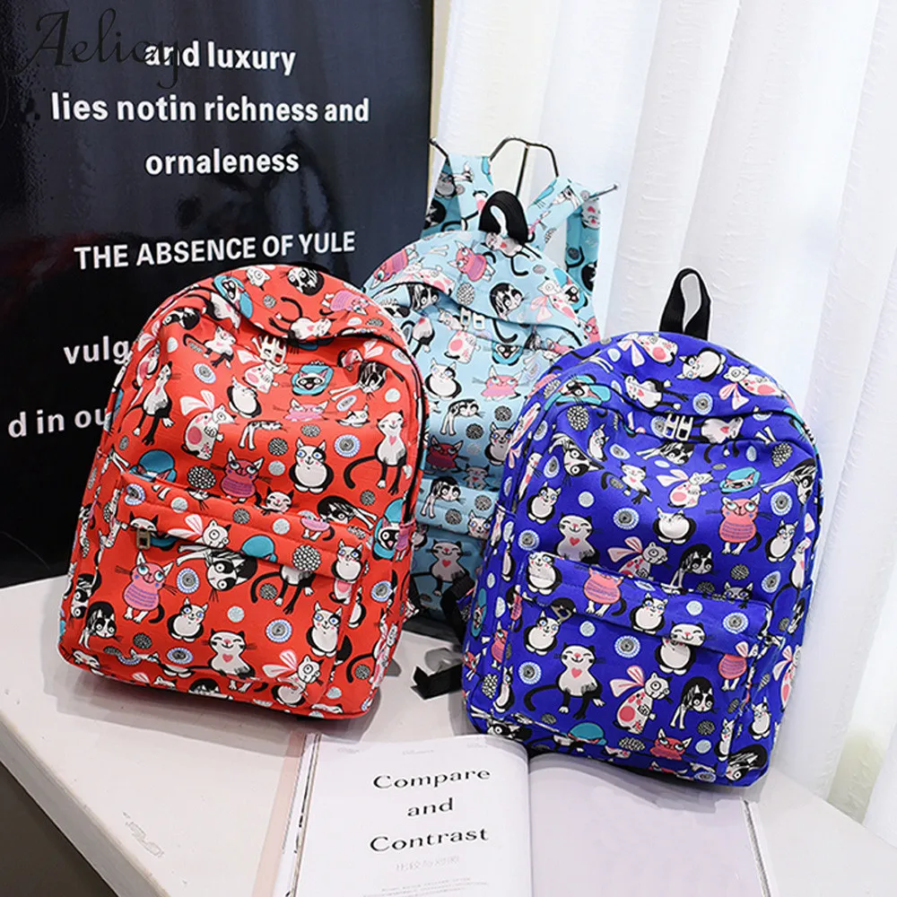 

Aelicy backpack For women 20108 cat cartoon rucksack Lady school backpack teenager Girls backpack school bag travel backpacks