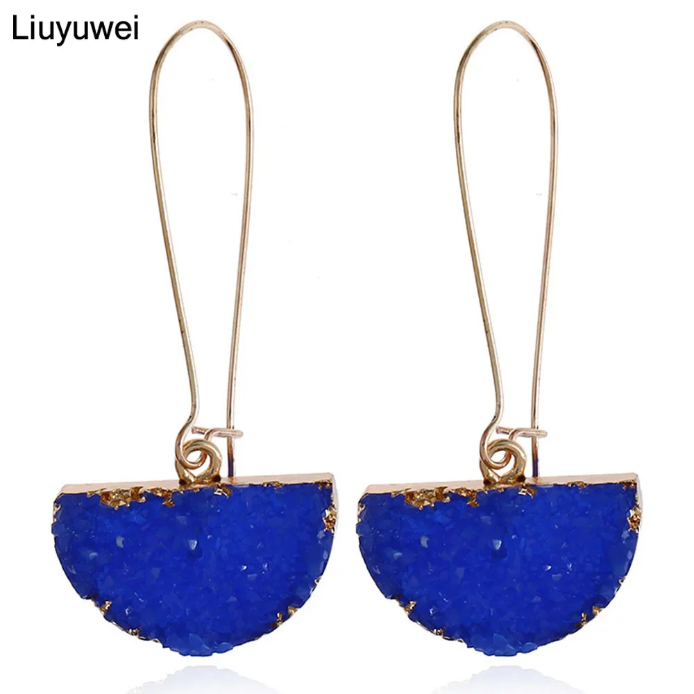

Liuyuwei New Crystal Statement Earrings for Women Resin Natural Stone Druzy Pendant Drop Dangle Earrings Boho Jewelry YW0882