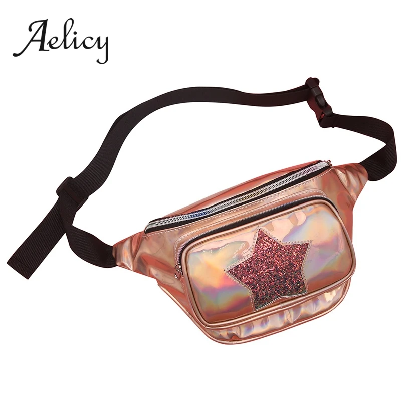 

Aelicy Laser Bright Leather Chest Pack Women Fashion Messenger Belt Bag Female Shoulder Bag Candy Color lady's Waist Pocket