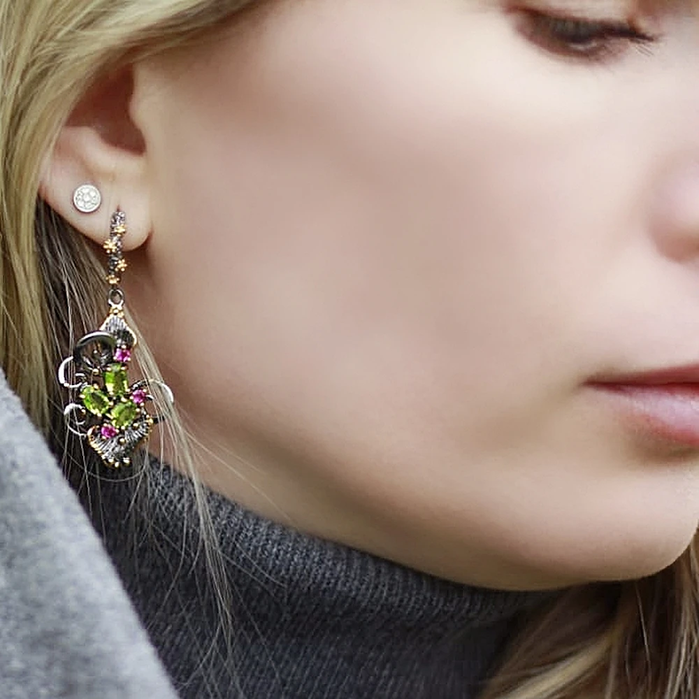 DreamCarnival 1989 Gorgeous Zirconia Flower Earrings for Women Vintage Ethnic Style Two Tone CZ Jewelry Hot Drop Shipping WE3873