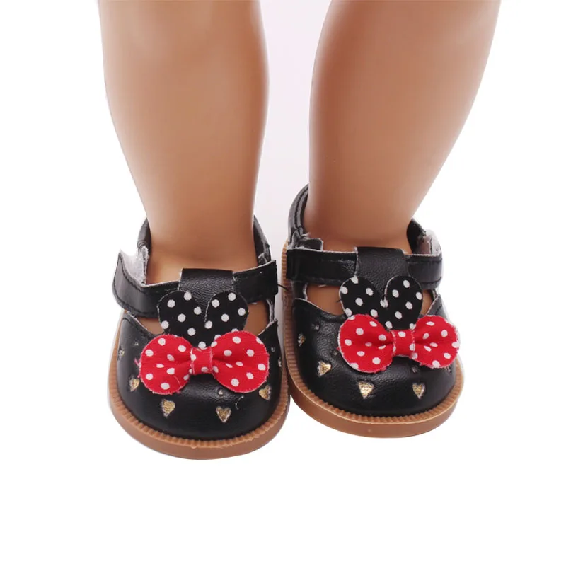 Doll Shoes black small leather shoes 18 inch Girl dolls and 43 cm baby