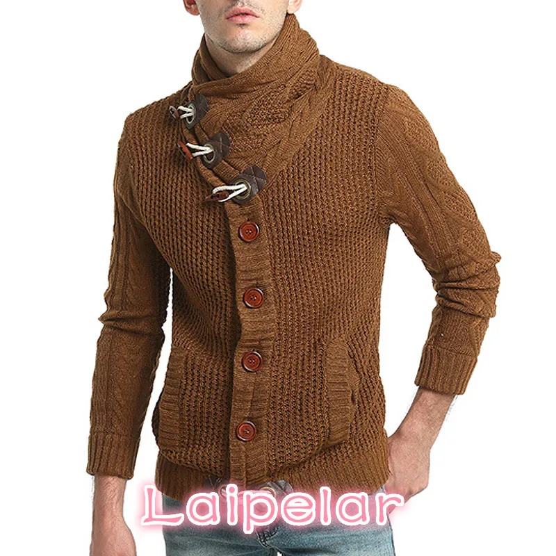 

Sweater Pullover Men 2018 Male Brand Casual Slim Sweaters Men Horns Buckle Thick Hedging Turtleneck Men'S Sweater Laipelar