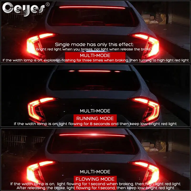 Ceyes 90 см автомобильные аксессуары для укладки волос фонарь стоп-сигнала авто гибкий универсальный светодиодный высокое крепление стоп-сигнала задние Предупреждение светильник для Bmw E90 X5