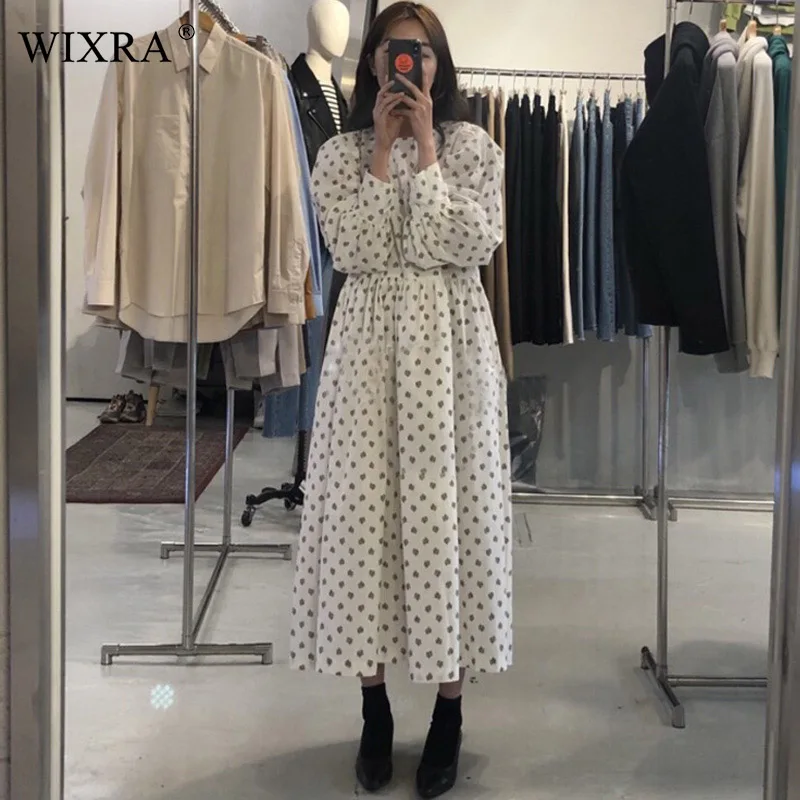 Женское платье с цветочным принтом Wixra длинное на кнопках длинным рукавом