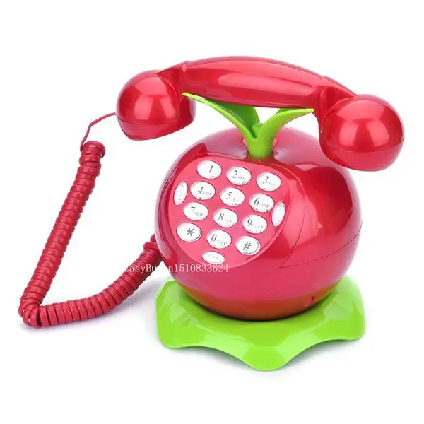 Cute Fruit Apple Shape Corded Digital Telephone Landline Novelty