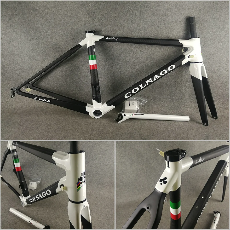 Flash Deal CARROWTER T1000 3K Matte-Glossy Black White Colnago C60 carbon road frame bicycle Frameset With BB386 XS/ S/M/L/XL for selection 0