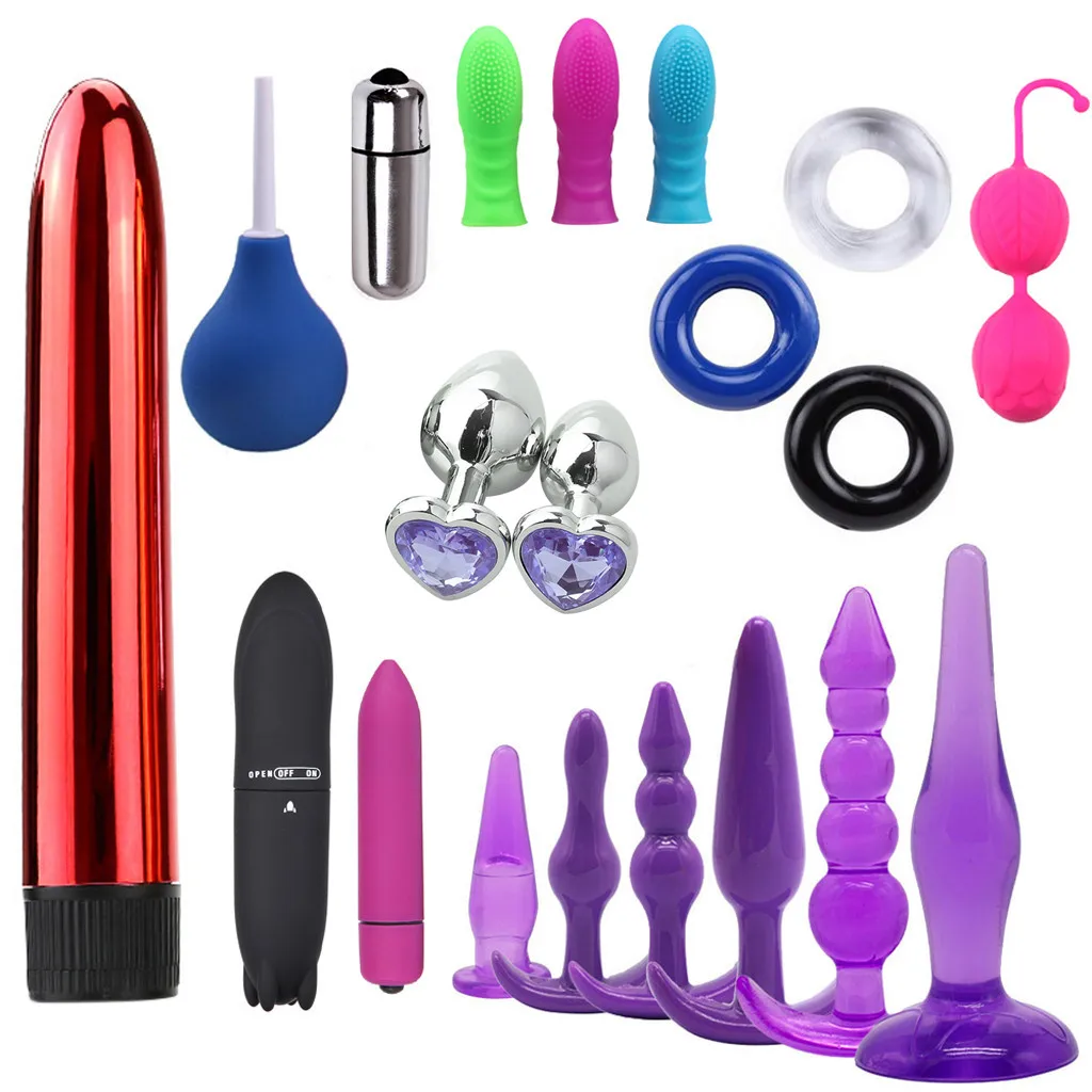 Sex Toys for Woman Sex Products Ring Cock Vibrator Plugs Anal Enema Bulb Vaginal Ball Massager Sex Toys Set 20PC#G35