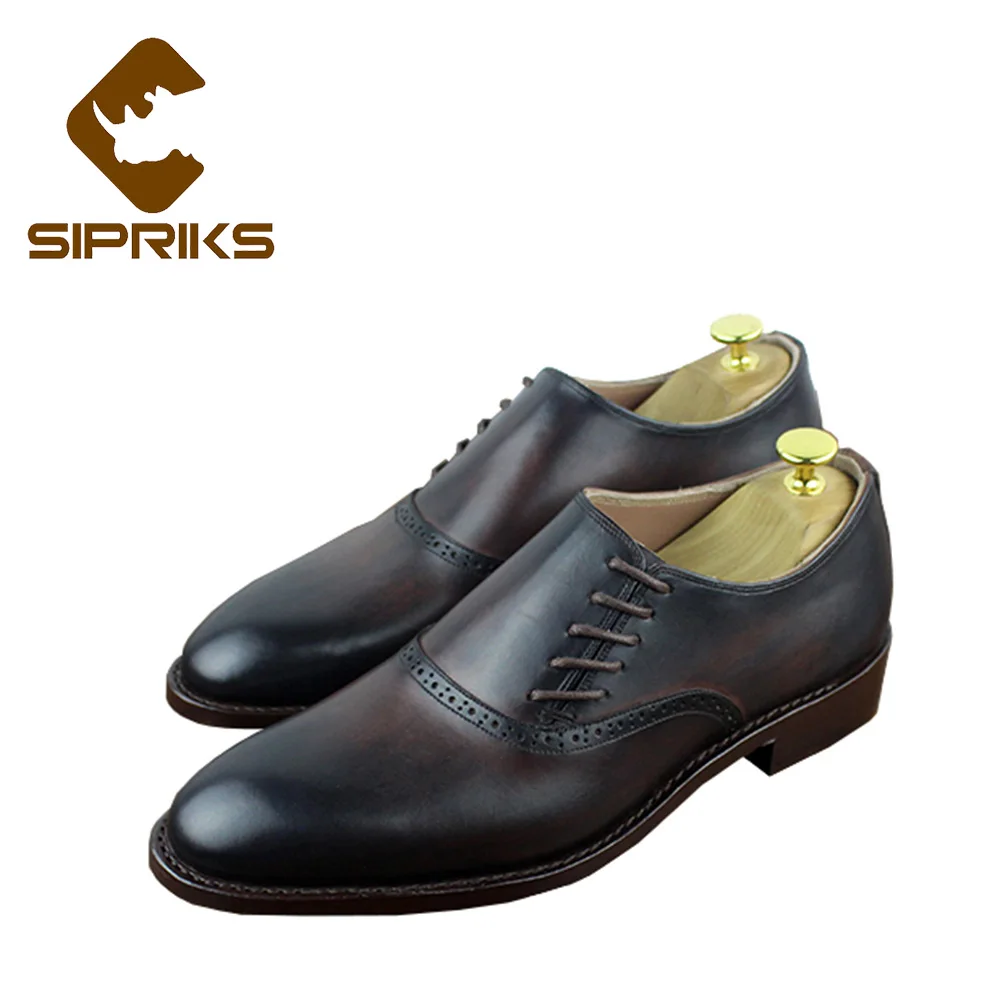 Sipriks unique designer oxfords social shoes italian goodyear welted shoes patina genuine