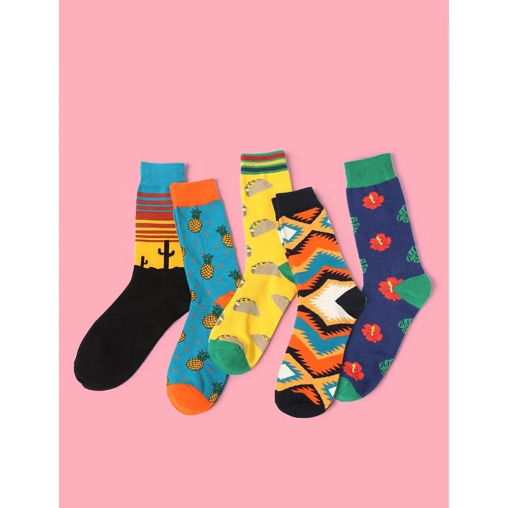 

Women's Cotton Breathable Crew Socks Harajuku Style Personality Abstract Cartoon Cactus Flowers Pineapple Cute Funny Happy Socks