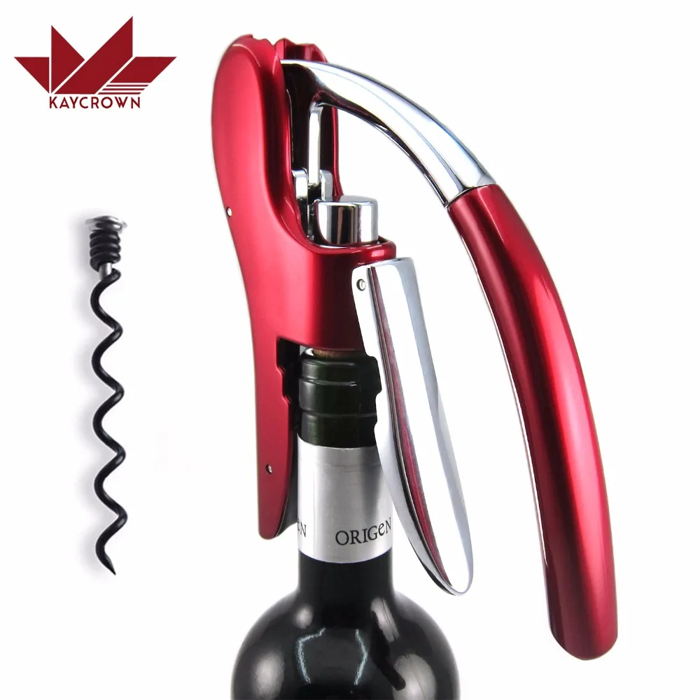 Offerte Professionale In Lega di Zinco di Alimentazione Apri Bottiglia Di Vino Cavatappi Opener Built In Foil Cutter Premium Leva Del Coniglio Cavatappi per Vino