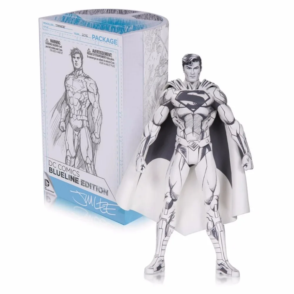 Hot Sale Limited Edition Jim Lee Sketch DC Comic Blueline Classic Super Hero Superman Action Figure