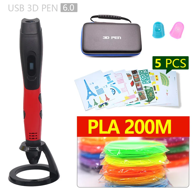 

3d pen 3d tripe 1.75mm PLA filament Christmas gifts drawing with lcd screen 3d printing pen with 5v 2A usb adapter free shipping