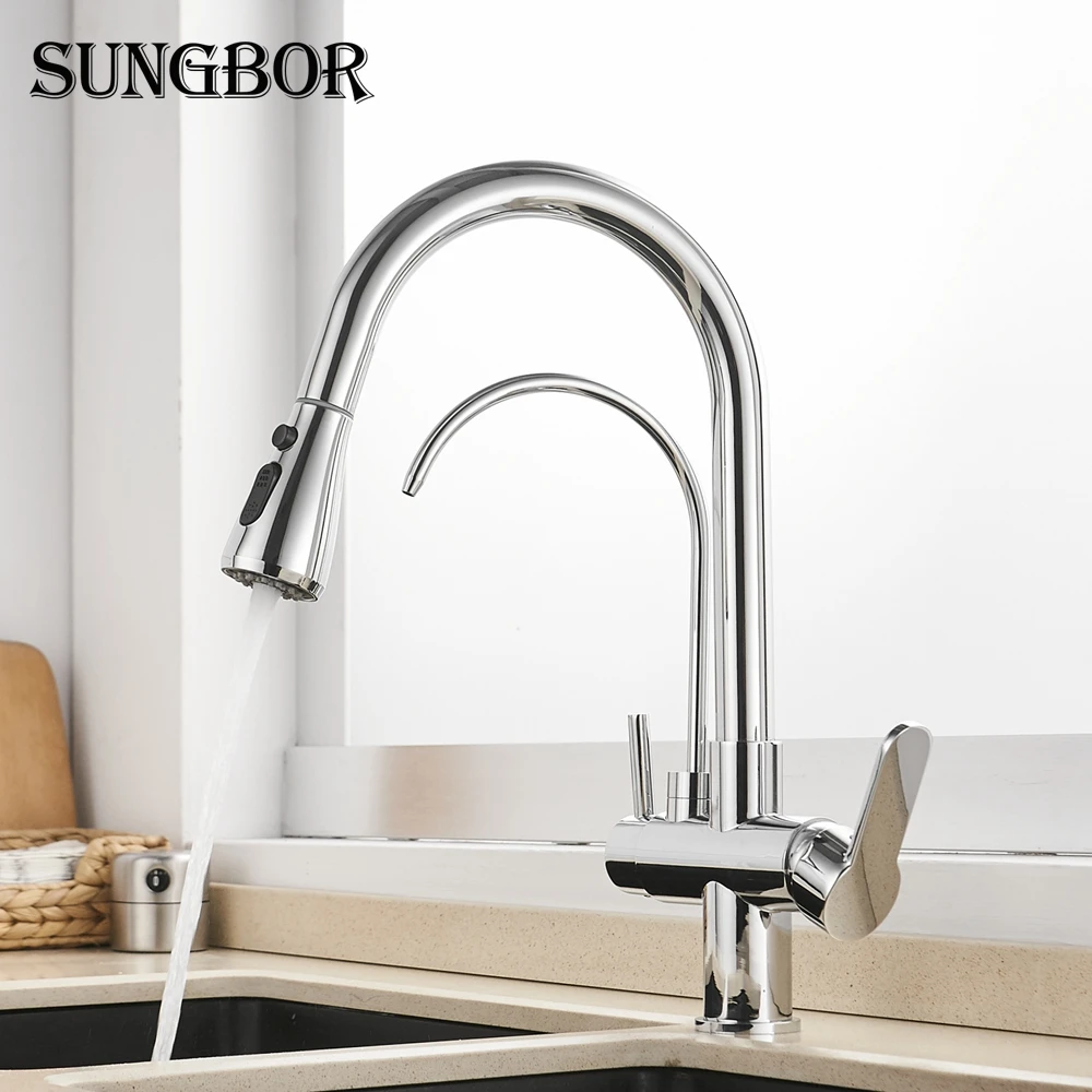  Kitchen Faucets 3 Ways Purification Faucet Drinking Tap Pure Water Pull Down Faucet Dual Spout Kitc - 33009052686