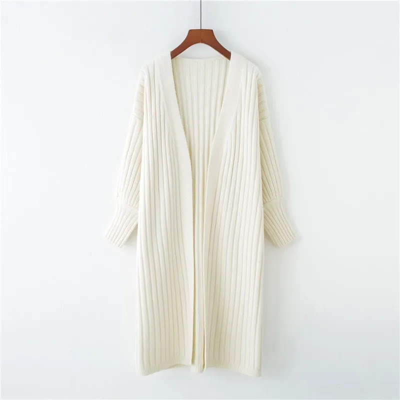 

Women Long Cardigan Sweater Casual Lantern Sleeve Tops Autumn Winter New Female Elegant V-neck Knitted Outerwear