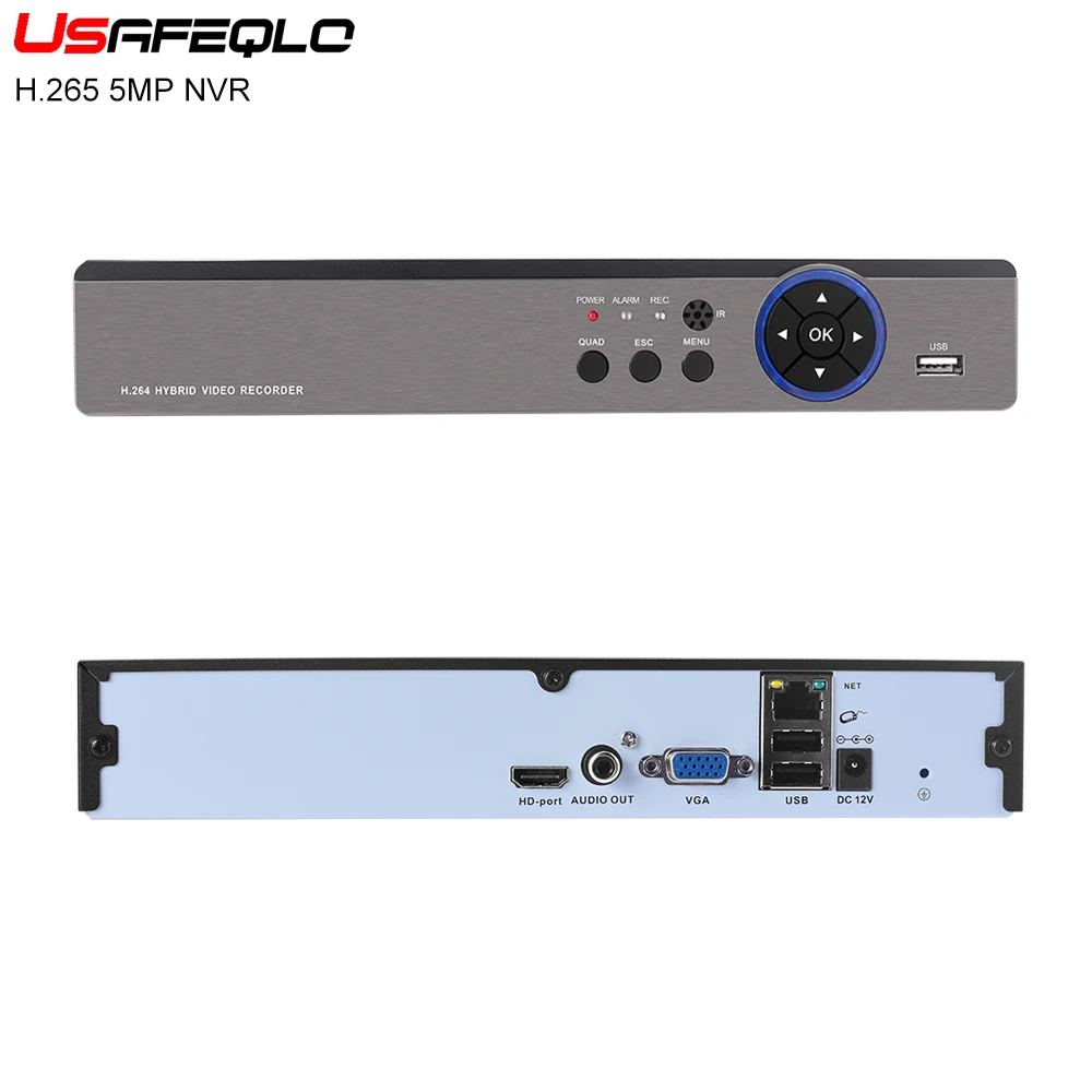 

USAFEQLO Metal Case H.265 NVR VGA HDMI 4CH 8CH 16CH CCTV NVR 5M 4M 3M 1080P IP Camera ONVIF 2.0 Security System 16CH 5M NVR