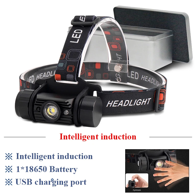 

IR Sensor mini led head lamp head torch usb Induction headlight 1mode headlamp flashlight 18650 waterproof camping hunting light