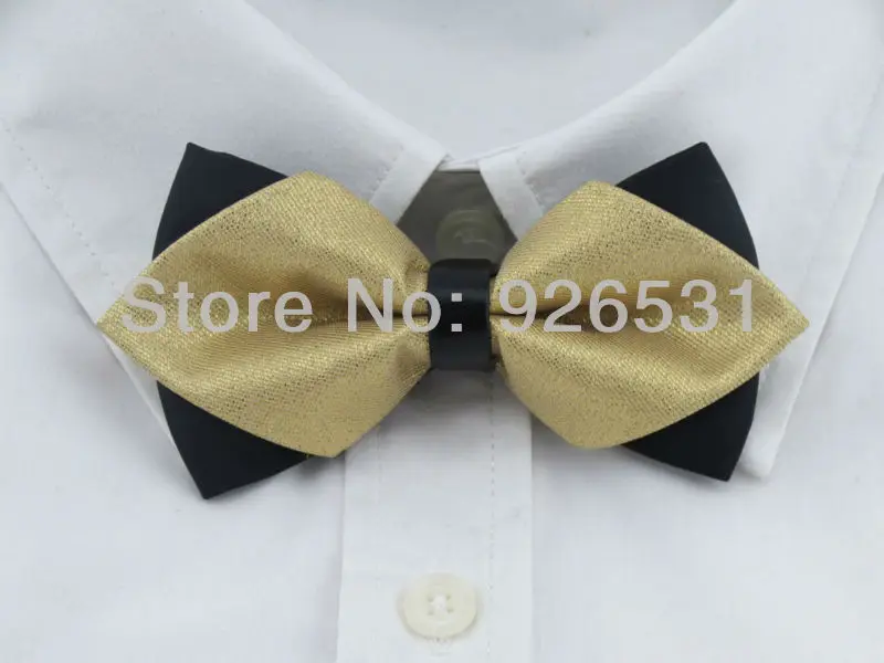 Мужской галстук-бабочка мужской/ новейший популярный золотой желтый галстук-бабочка/средняя часть из кожи черная ткань острый галстук-бабочка