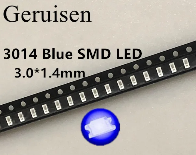 100 шт. 3014 Синий SMD СВЕТОДИОД Высокой яркости излучающий Led излучающие диоды 20 мА