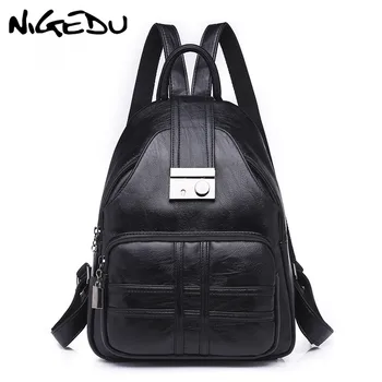 

Anti theft backpack women PU leather Shoulder bag Casual school bag backpacks for girls mochila female Daypack bolsas Black bao