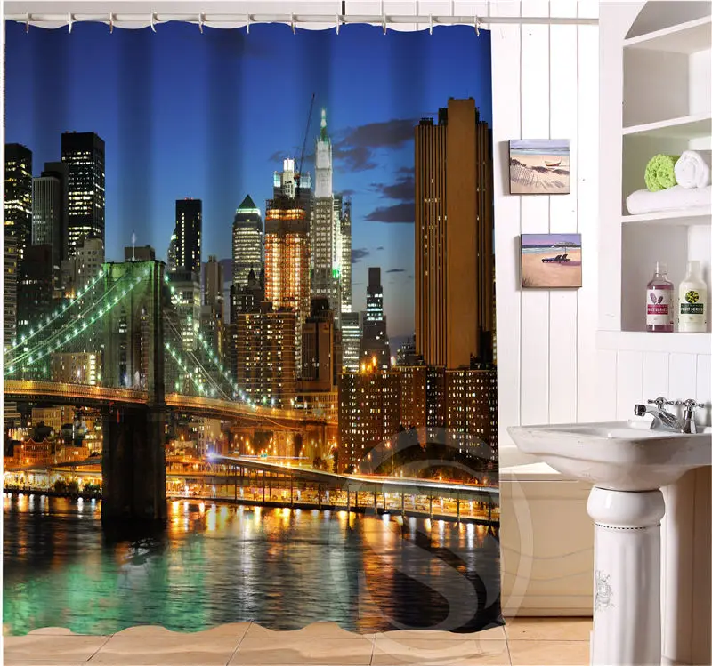 Personnalisé Imperméable Rideau de Bain New York Ville Imperméable ... Personnalisé Imperméable Rideau de Bain New York Ville Imperméable ...