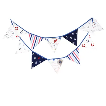 

1pcs 3.2M Children Birthday Party Sailor Theme Decorate Cotton Bunting Banners Baby Shower Party Decor Pennant Home Decor Flags