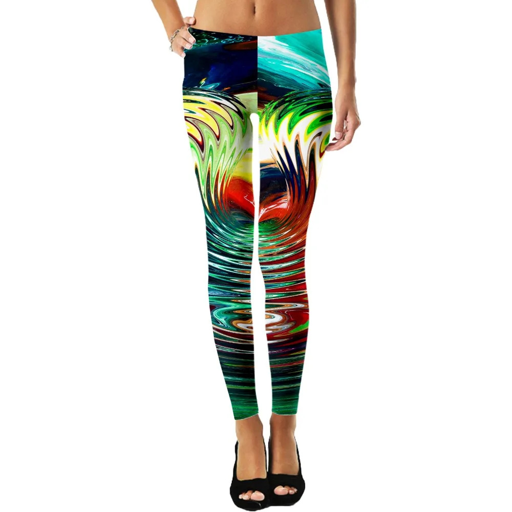 

PLstar Cosmos Ray Fluorescence Leggings Women Colorful Striped High Waist Plus Size Legging Workout Elastic Abstract Art Pant