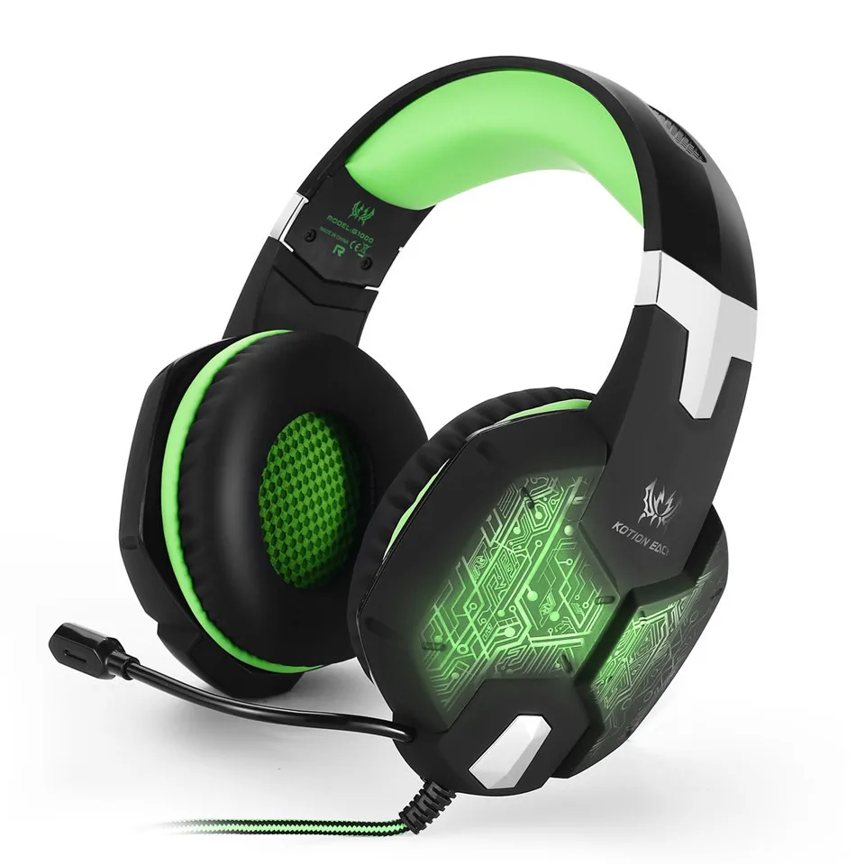 KOTION EACH G1000 Stereo Gaming Headphones Over Ear PC Gamer Headset with Microphone Breathing LED Light for Computer Game (5)