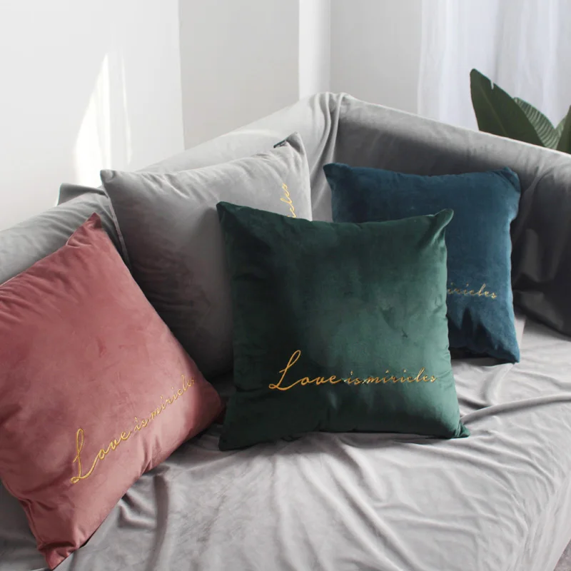 

meet nice High-end Velvet embroidered pillow cushion